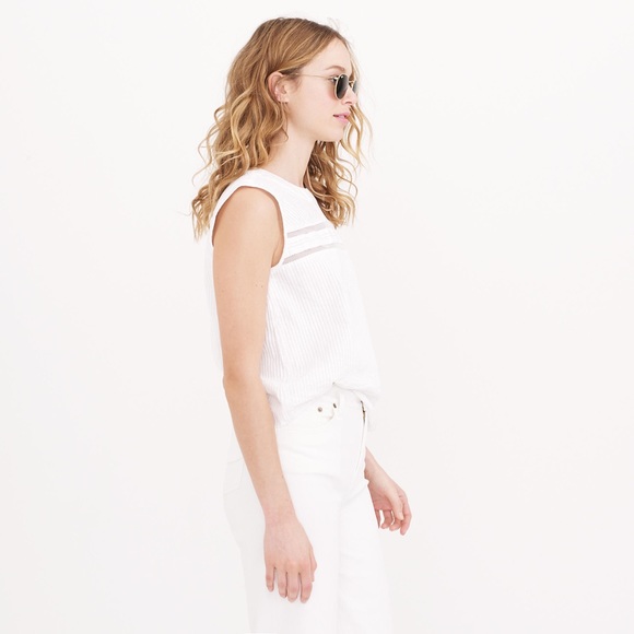 J. Crew Tops - J. Crew Pleated Mesh Knit Detailed White Top!